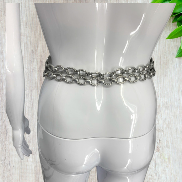 Vintage H. Pomerantz N.Y. Platanelle Aluminum Wide Waist Cinch Tile Belt 26-27\
